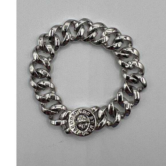 Marc Jacobs Jewelry - MARC JACOBS Katie Turnlock Bracelet Chunky Curb Chain Engraved Silver Tone 7"